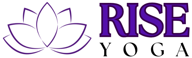 A green banner with purple letters and an apple.