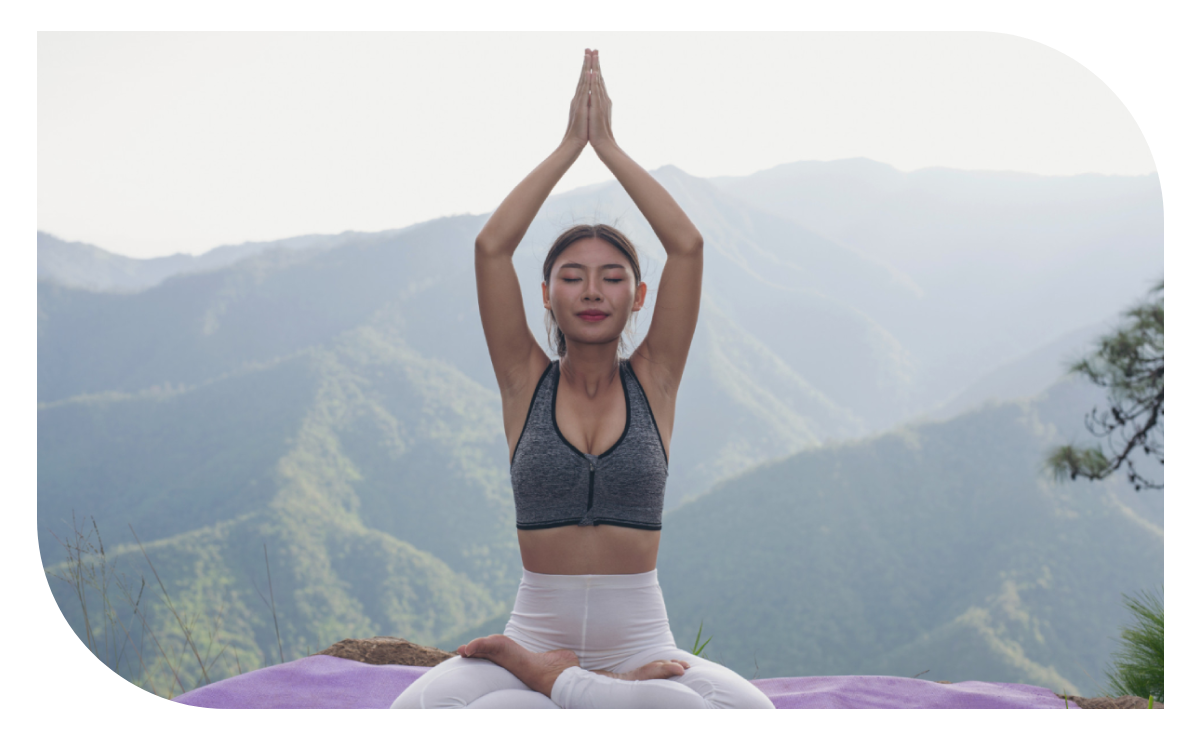 123 (4) A woman is sitting in the air doing yoga
